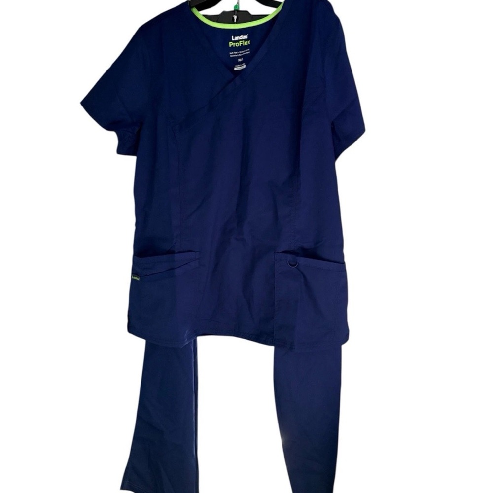 Landau Navy Women's Scrub Top and Pants Set